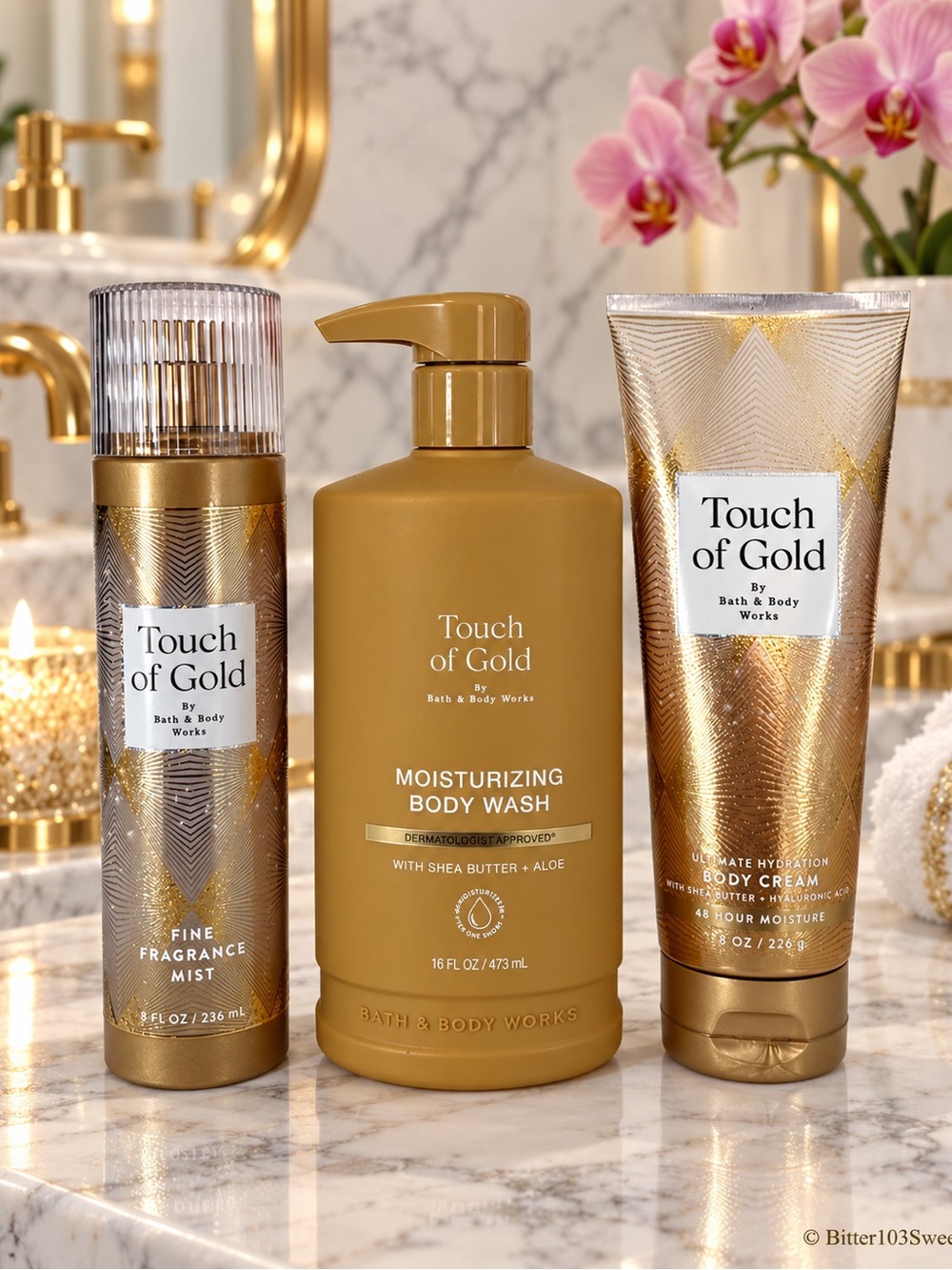 Bath & Body Works Touch of Gold 3-Piece Body Care Bundle